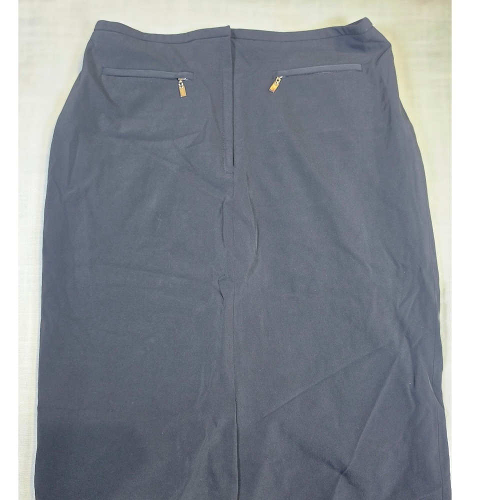 Liz Claiborne Collection Black Nylon Spandex Pencil Skirt Size 10 Zipper Pockets